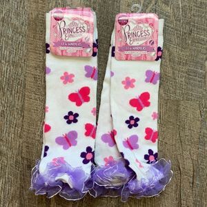 Girl's Princess Expressions Leg Warmers Flowers Ruffles New